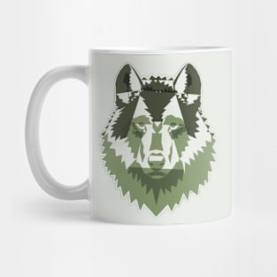 Geometric Green Wolf Mug